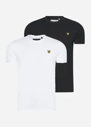 2 Pack plain t-shirt - jet black - white