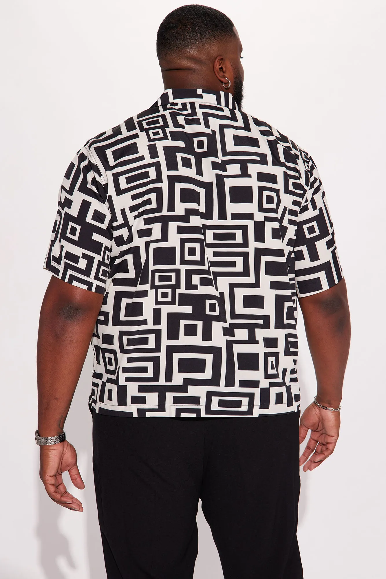 Amazed Short Sleeve Button Up - Black