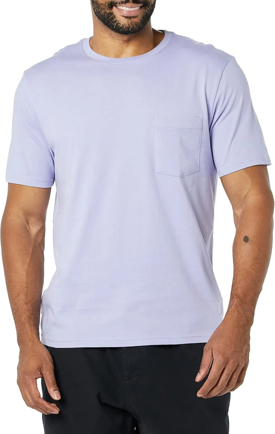 Amazon Essentials Men's T-Shirts, Short-Sleeve Crewneck Pocket, Cotton, 2-Pack
