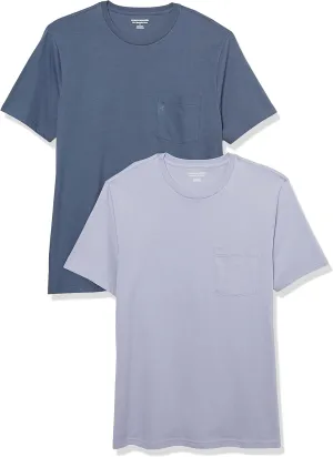 Amazon Essentials Men's T-Shirts, Short-Sleeve Crewneck Pocket, Cotton, 2-Pack