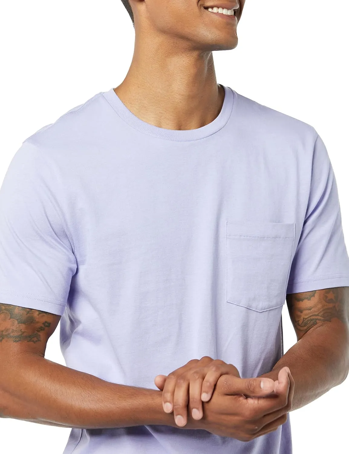 Amazon Essentials Men's T-Shirts, Short-Sleeve Crewneck Pocket, Cotton, 2-Pack