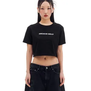 ARCHIVE BOLD (アーカイブボールド)　BASIC LOGO CROP T-SHIRTS (BLACK)