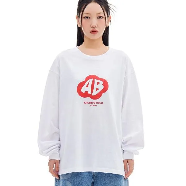 ARCHIVE BOLD (アーカイブボールド)　RED MOSS LOGO LONG SLEEVE (WHITE)