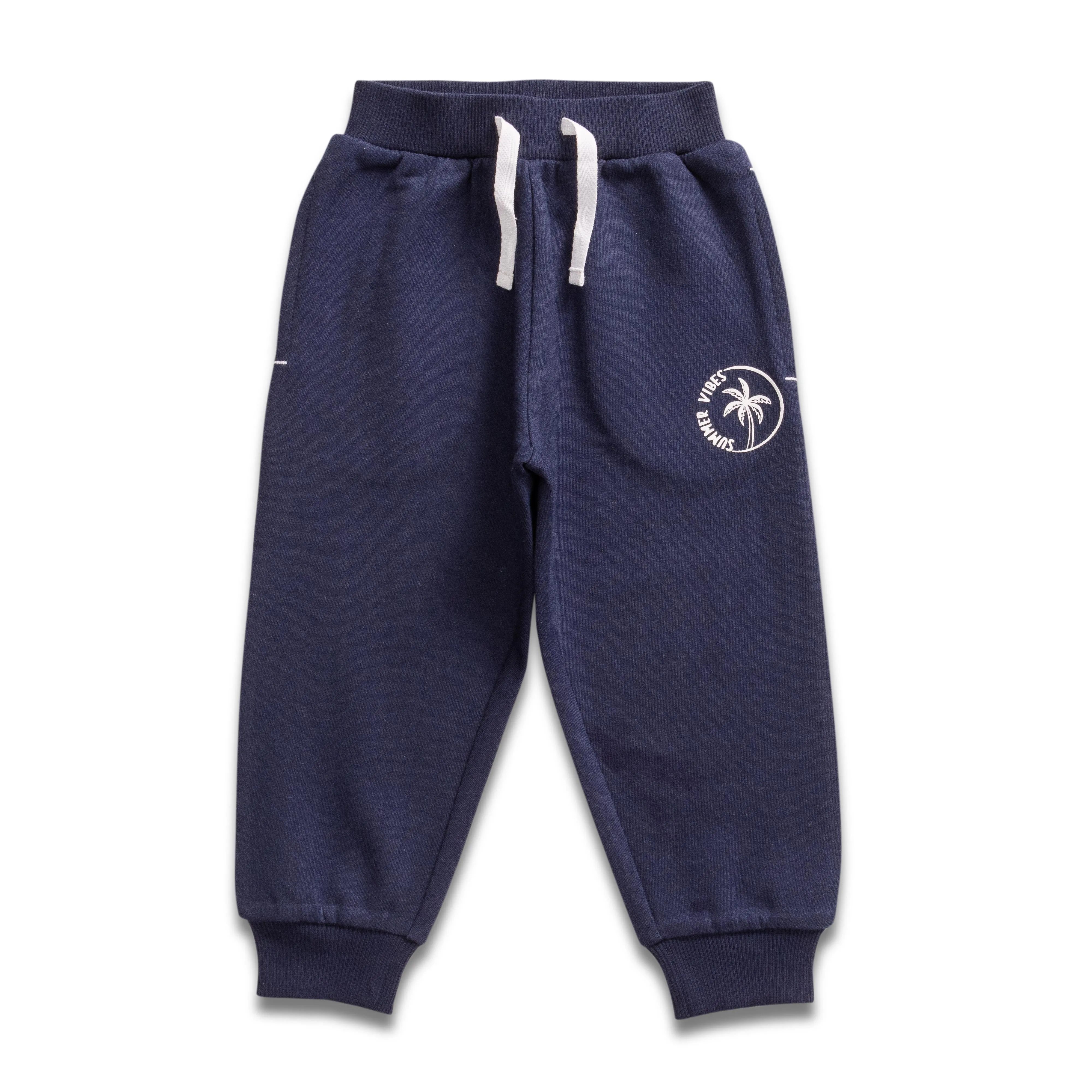 Baby Boys' Navy Blue Joggers  Soft Cotton Sweatpants with Drawstring