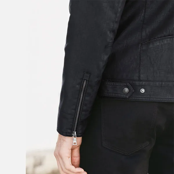 Black Faux Leather Racer Jacket