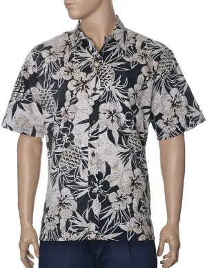 Black Pineapple Aloha Dress Hawaiian Shirt