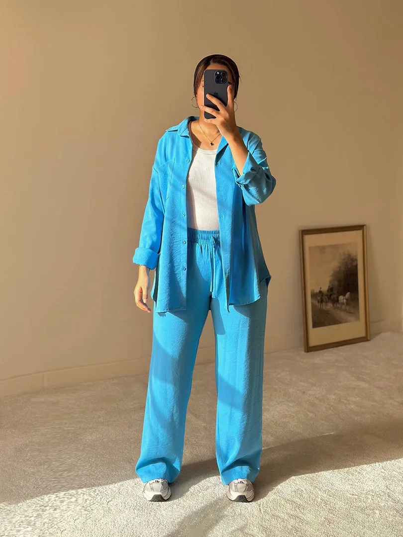 Blue Linen Comfort Pants