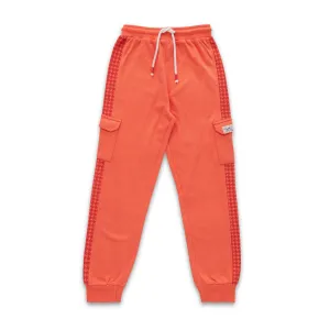 Boys Cargo Jogger Pants - Coral Orange with Side Pockets & Drawstring
