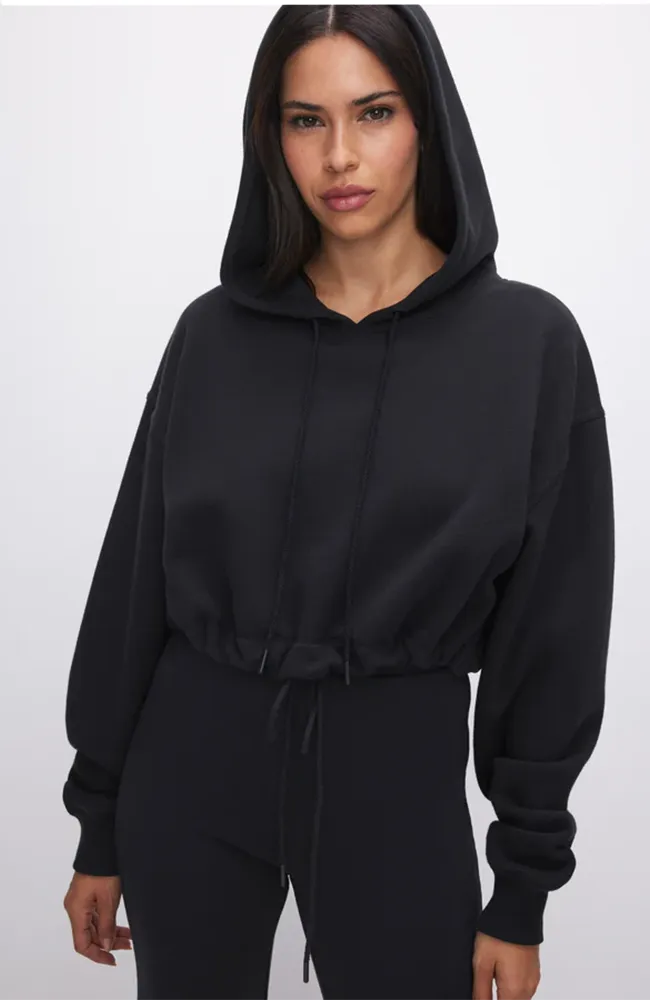 Brushed Fleece Cropped Hoodie