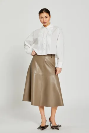 Bruuns Bazaar Vegan Leather Skirt - Shiitake Brown