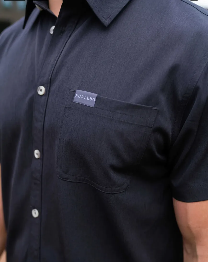 Burlebo Performance Button Up Heather Black