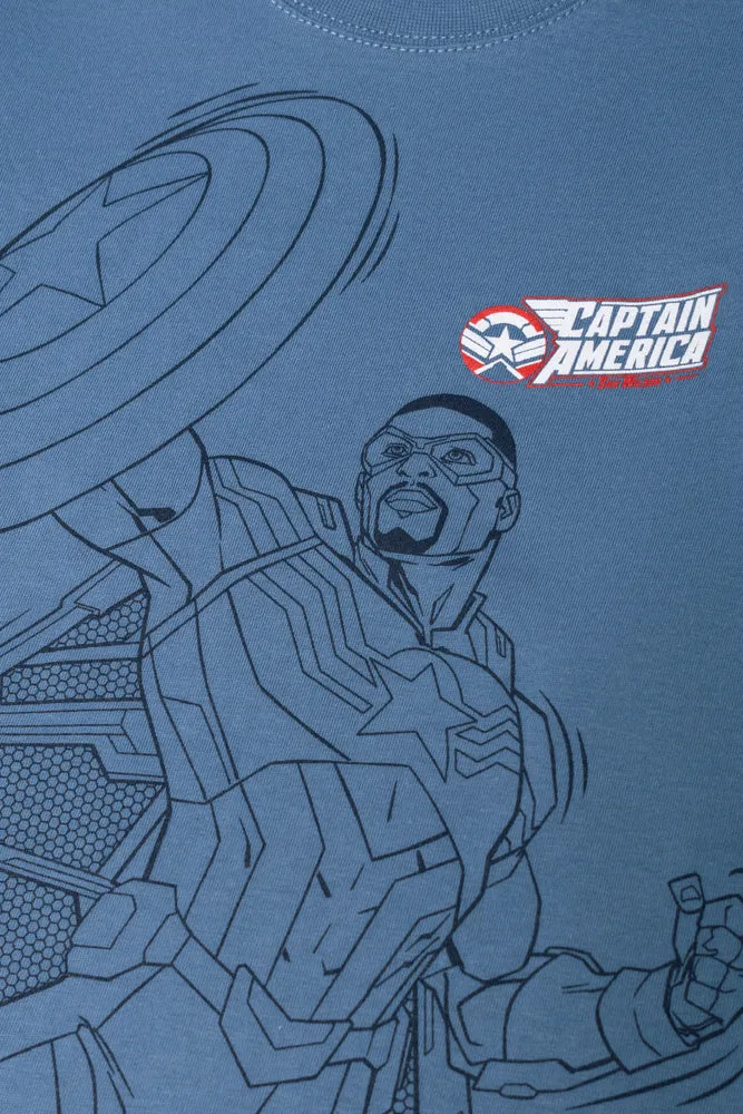 Captain America Long Sleeve T-Shirt Blue