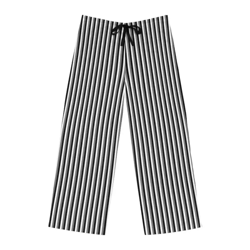 Chic Vertical Black White Stripes Pajama Pants
