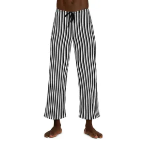 Chic Vertical Black White Stripes Pajama Pants