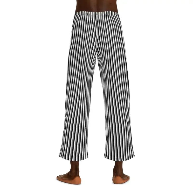Chic Vertical Black White Stripes Pajama Pants