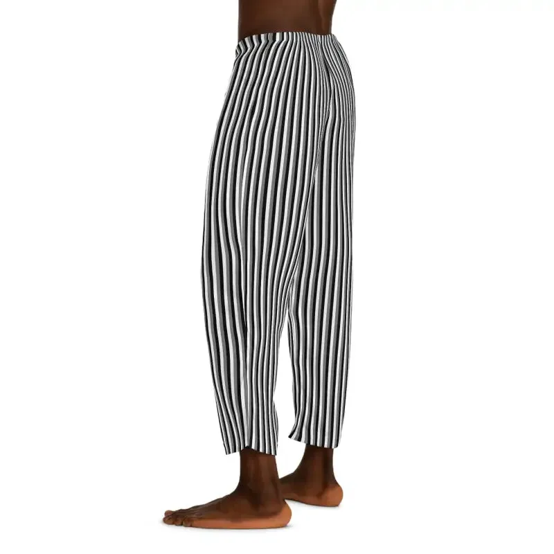 Chic Vertical Black White Stripes Pajama Pants