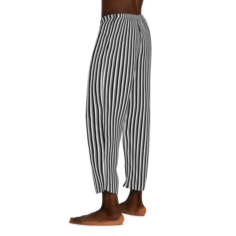 Chic Vertical Black White Stripes Pajama Pants