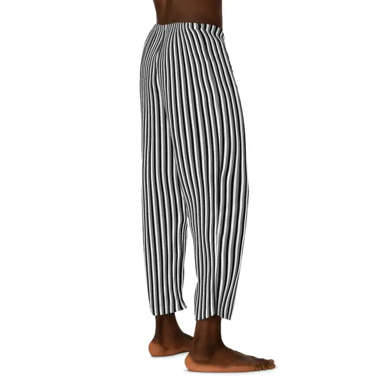 Chic Vertical Black White Stripes Pajama Pants