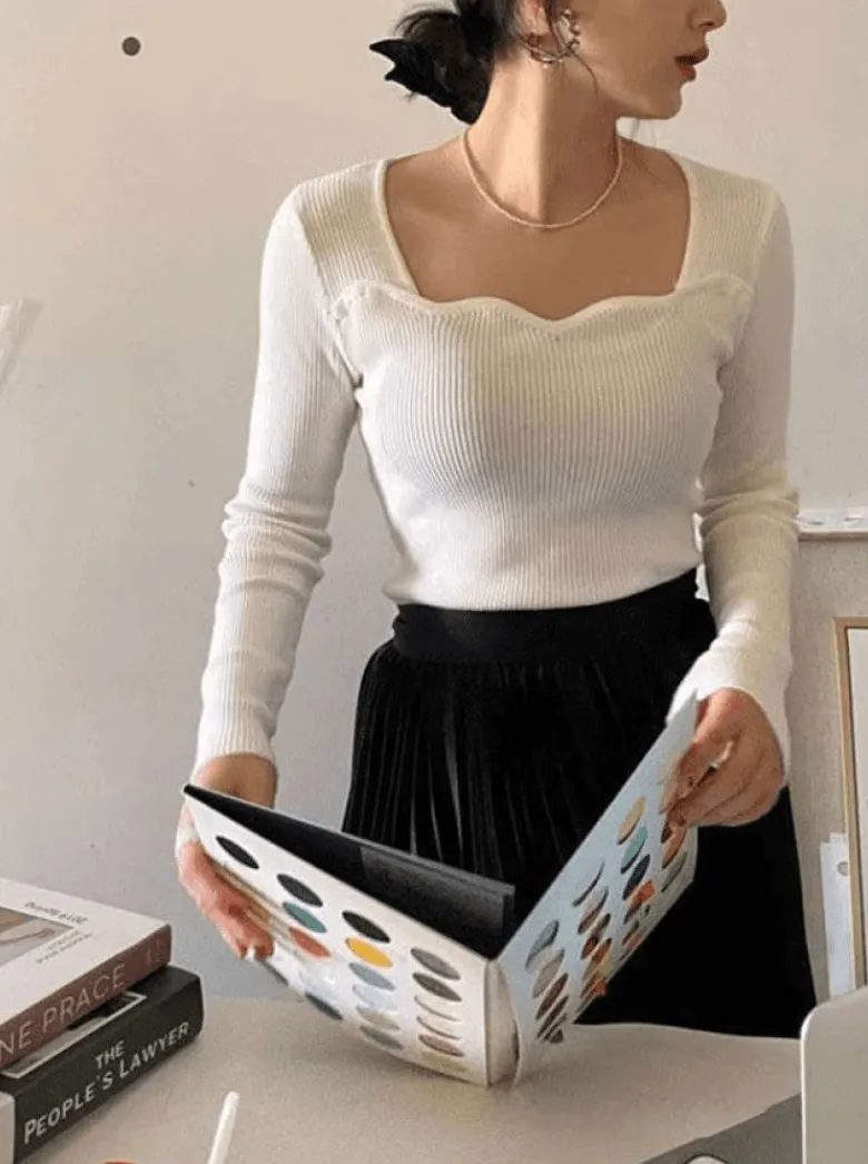 Chic Women’s Slim Fit Knitted Pullovers – Vintage Solid Sweaters with Square Collar