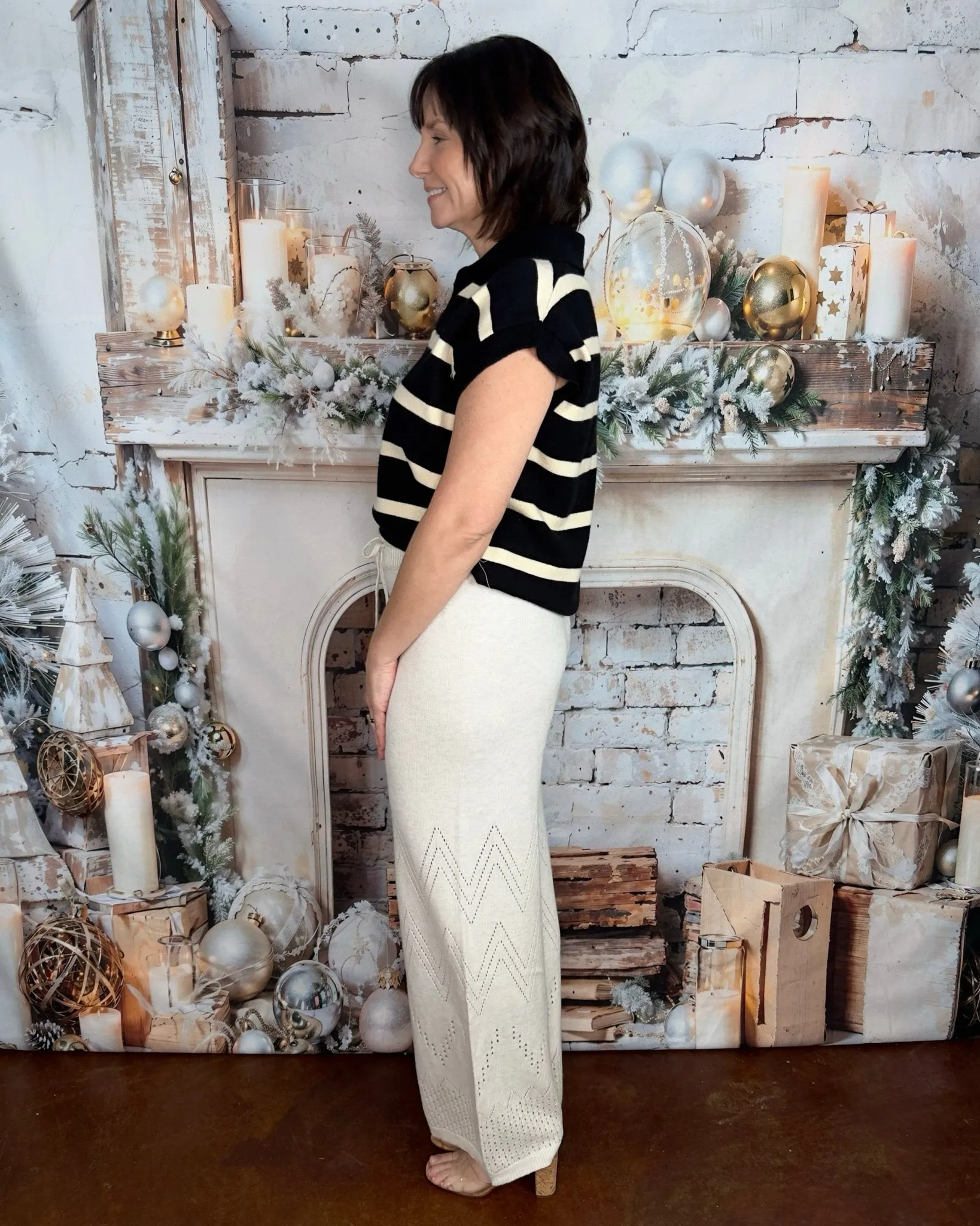 Cozy Up Cream Crochet Knitted Pants