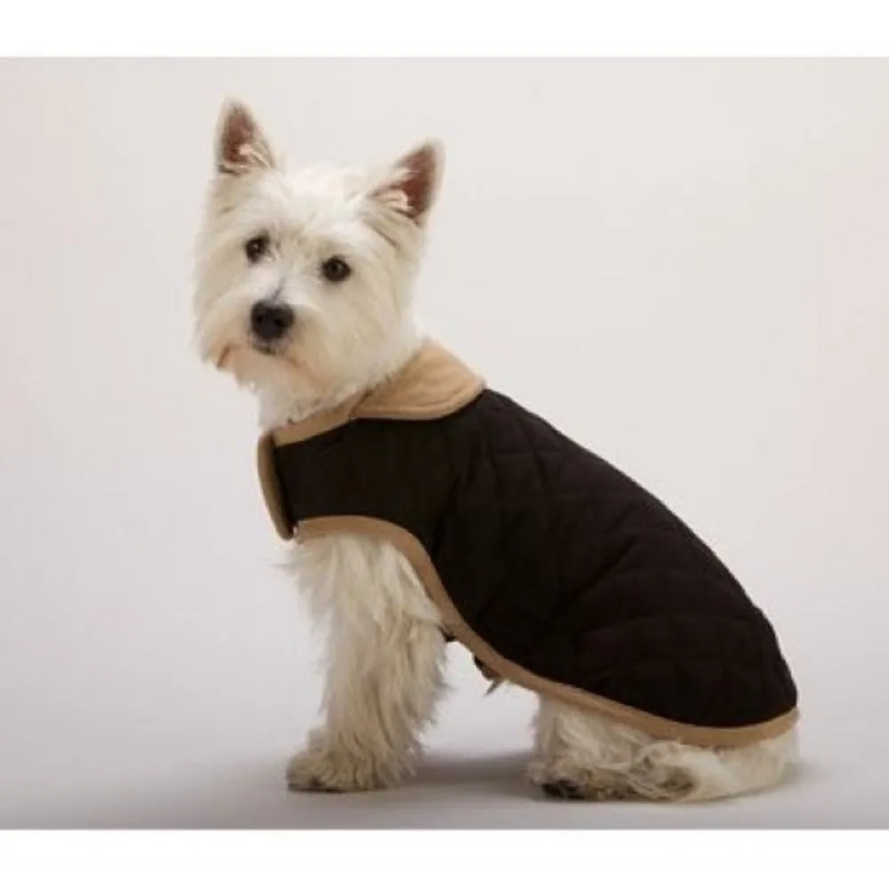 Dog Gone Smart Suede Quilted Belly Coat Black 56cm (22")