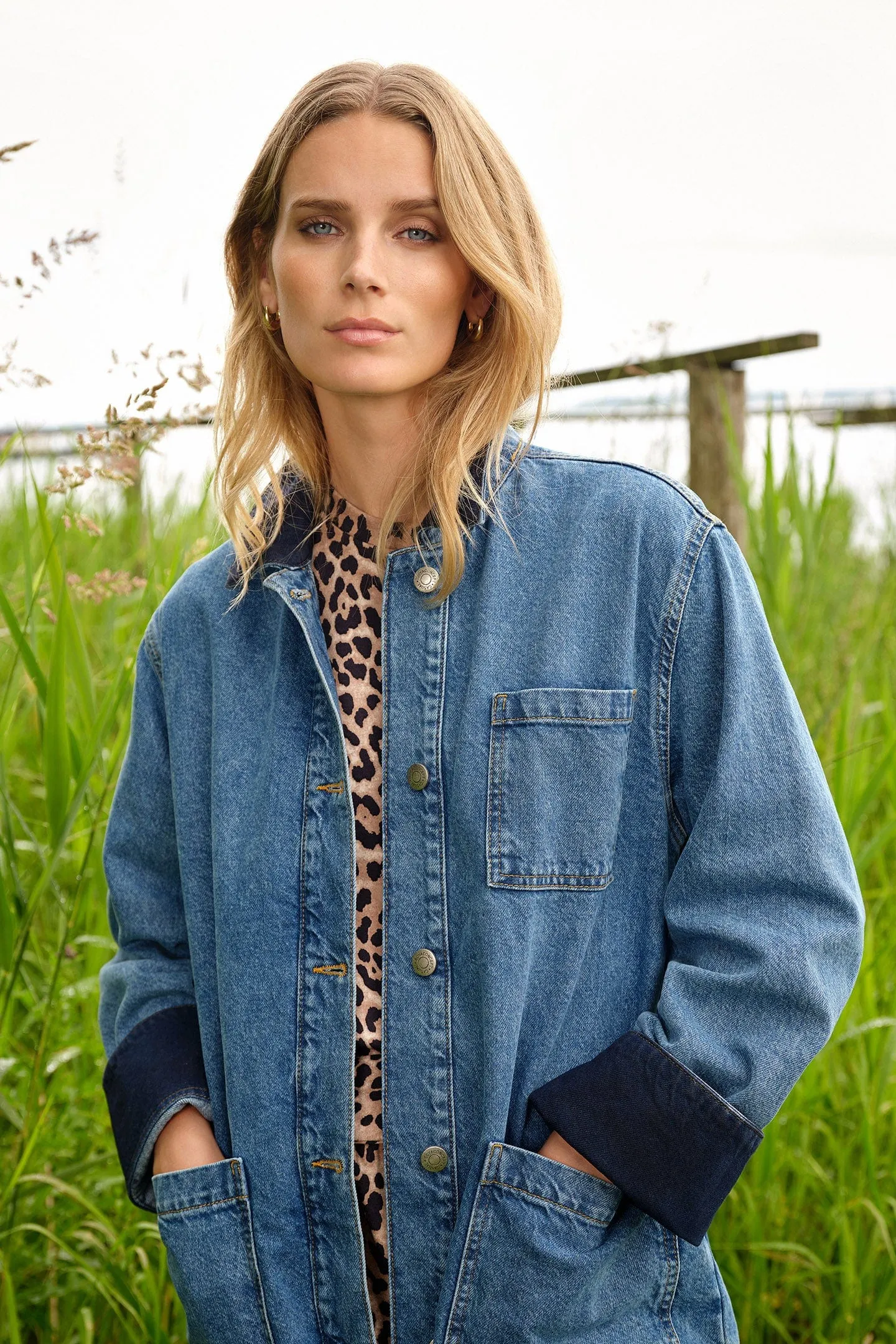 Dolores Denim Shacket - Medium Blue Denim