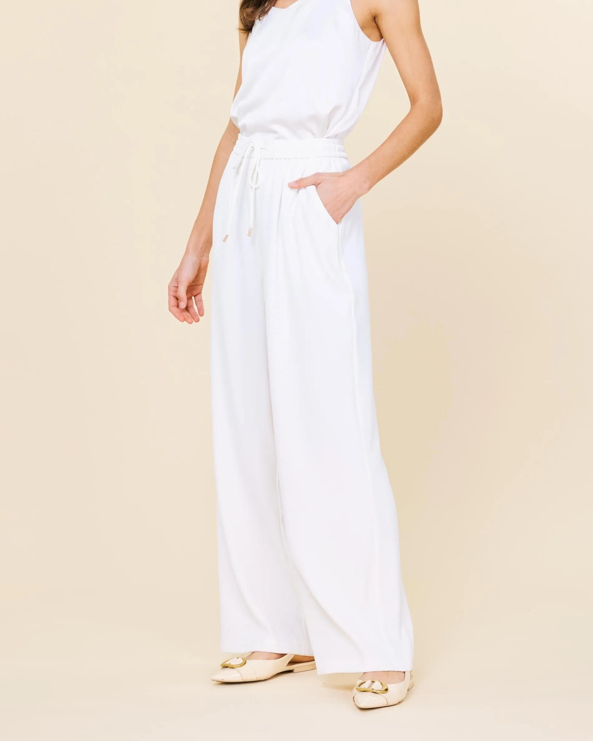 Elastic Waist Pants - White