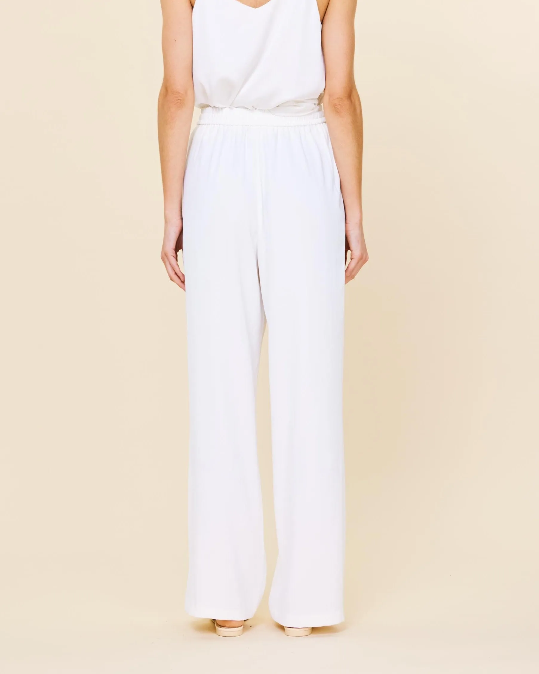 Elastic Waist Pants - White