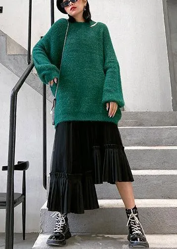 Elegant black Cotton quilting skirt layered tunic high waist skirts