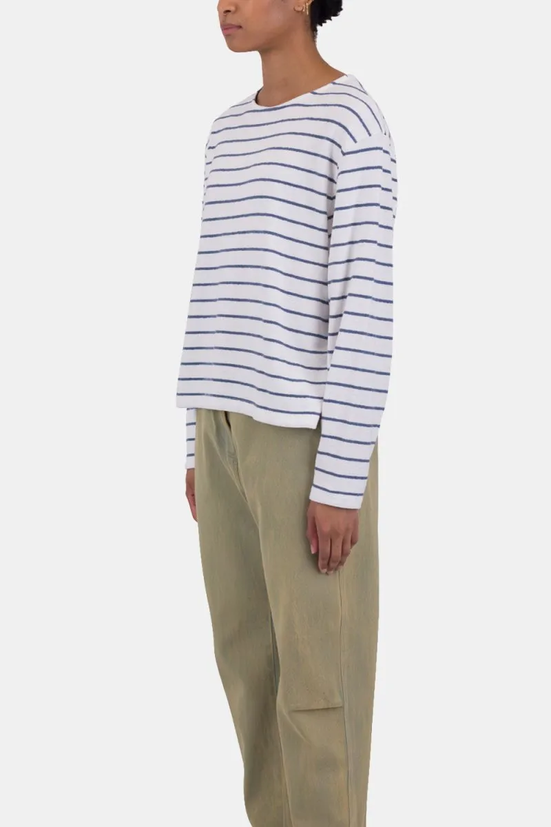 Folk Textured Stripe T-Shirt (Off White/Soft Blue)