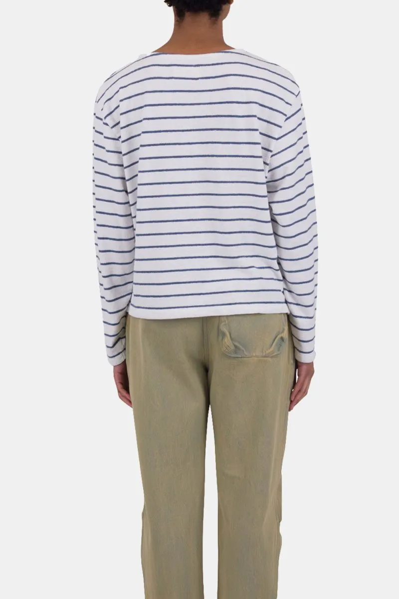 Folk Textured Stripe T-Shirt (Off White/Soft Blue)