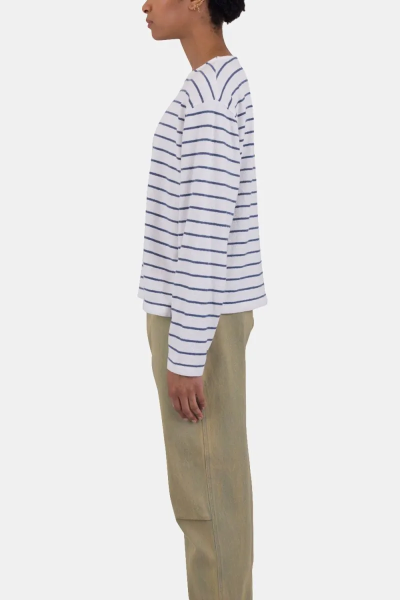 Folk Textured Stripe T-Shirt (Off White/Soft Blue)