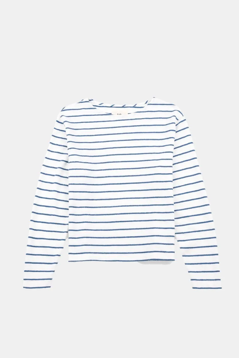Folk Textured Stripe T-Shirt (Off White/Soft Blue)