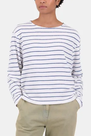 Folk Textured Stripe T-Shirt (Off White/Soft Blue)