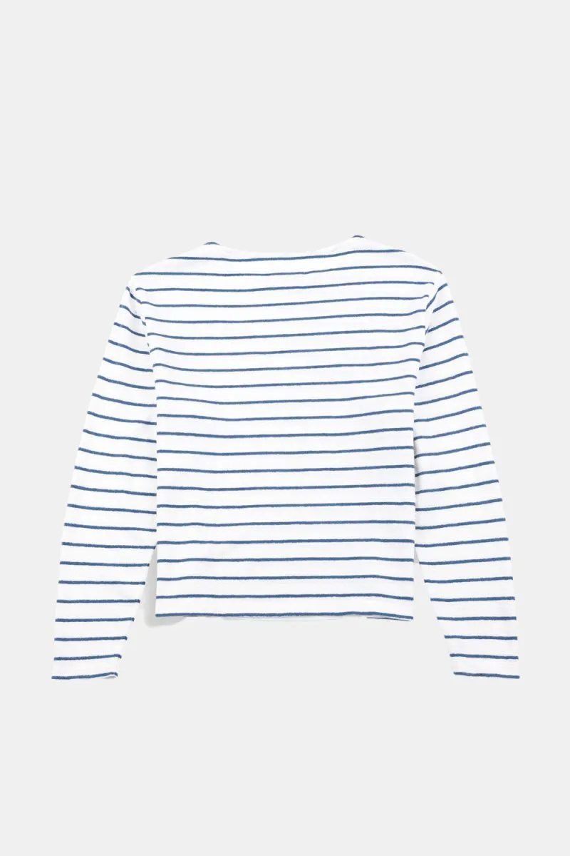 Folk Textured Stripe T-Shirt (Off White/Soft Blue)