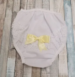 Frilly White Baby Pants With Lemon Bow