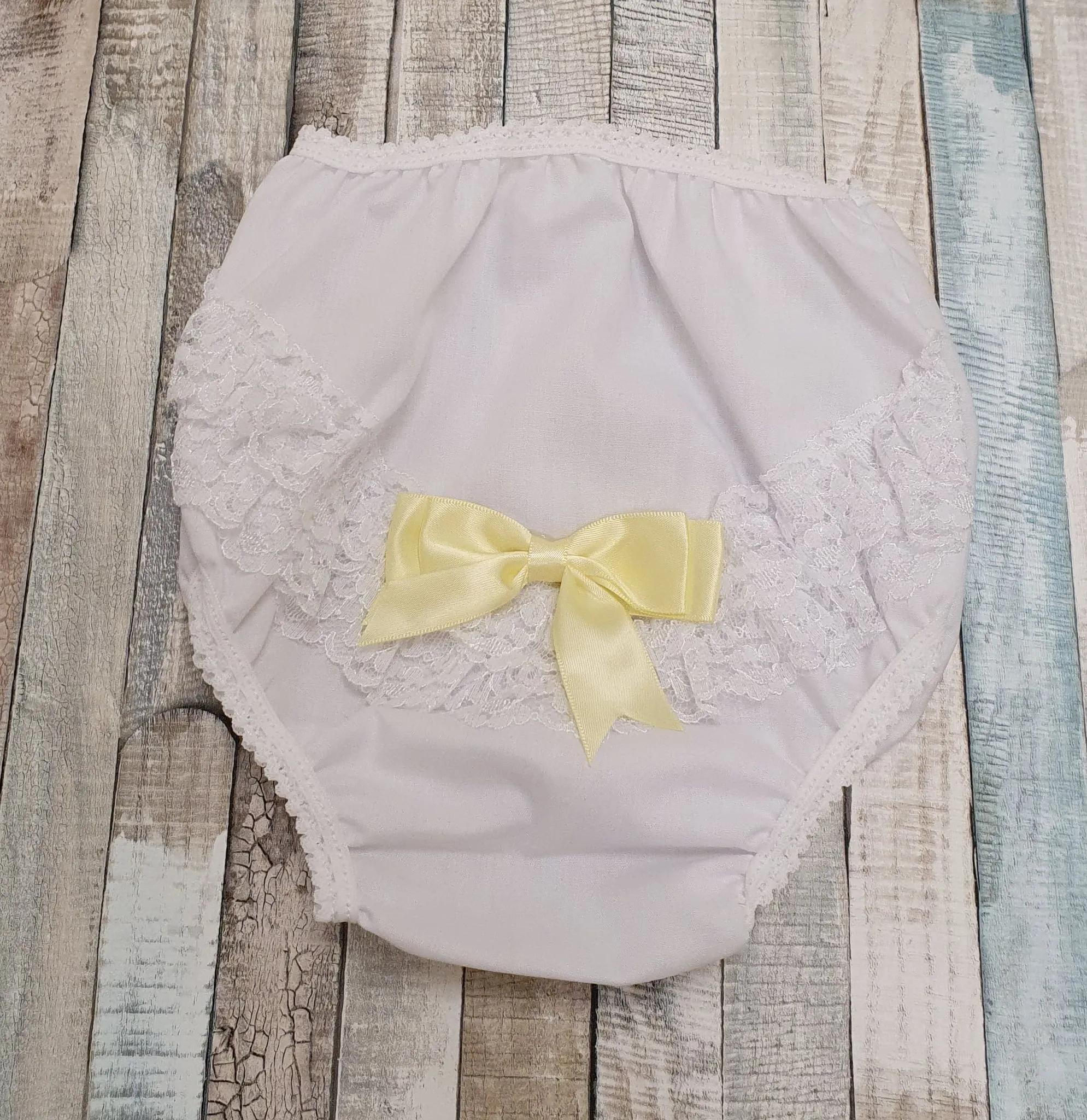 Frilly White Baby Pants With Lemon Bow