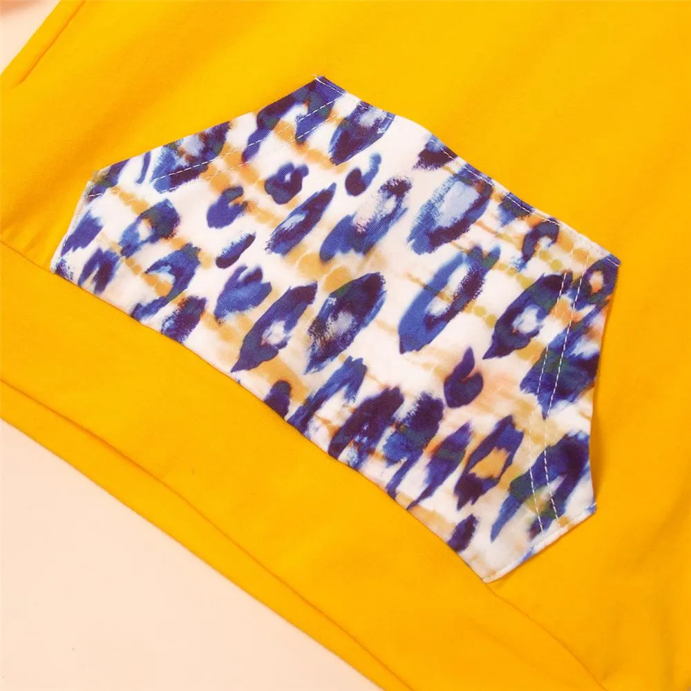 Girls Hooded Long Sleeve Leopard Printed Top & Pants Wholesale Childrens Clothing