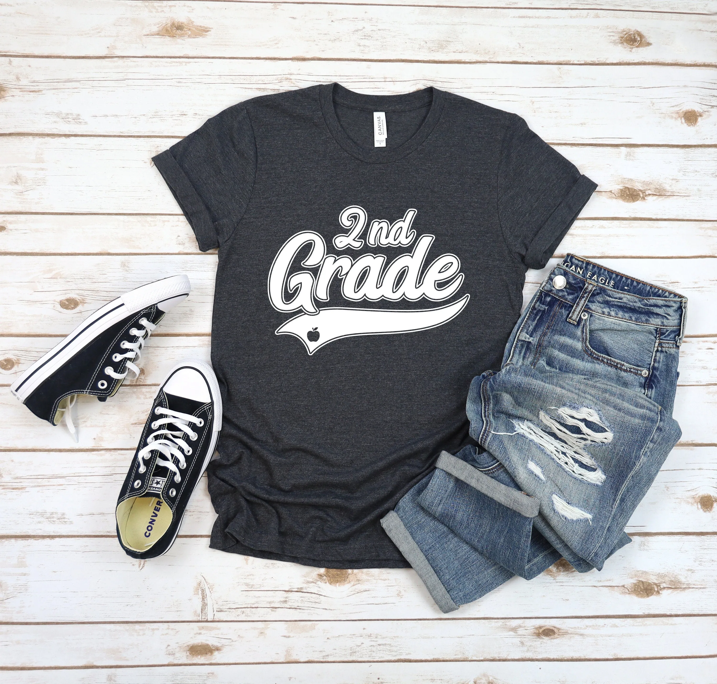 Grade Level Teacher Adult T Shirts - Back to School - First Grade - Second Grade - Third Grade - Fourth Grade - Fifth Grade