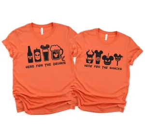 Halloween Here for the Snacks and Here for the Drinks - Spooky Disney Couples Shirt - Matching Disney Shirts - Ghoulish Snack Goals
