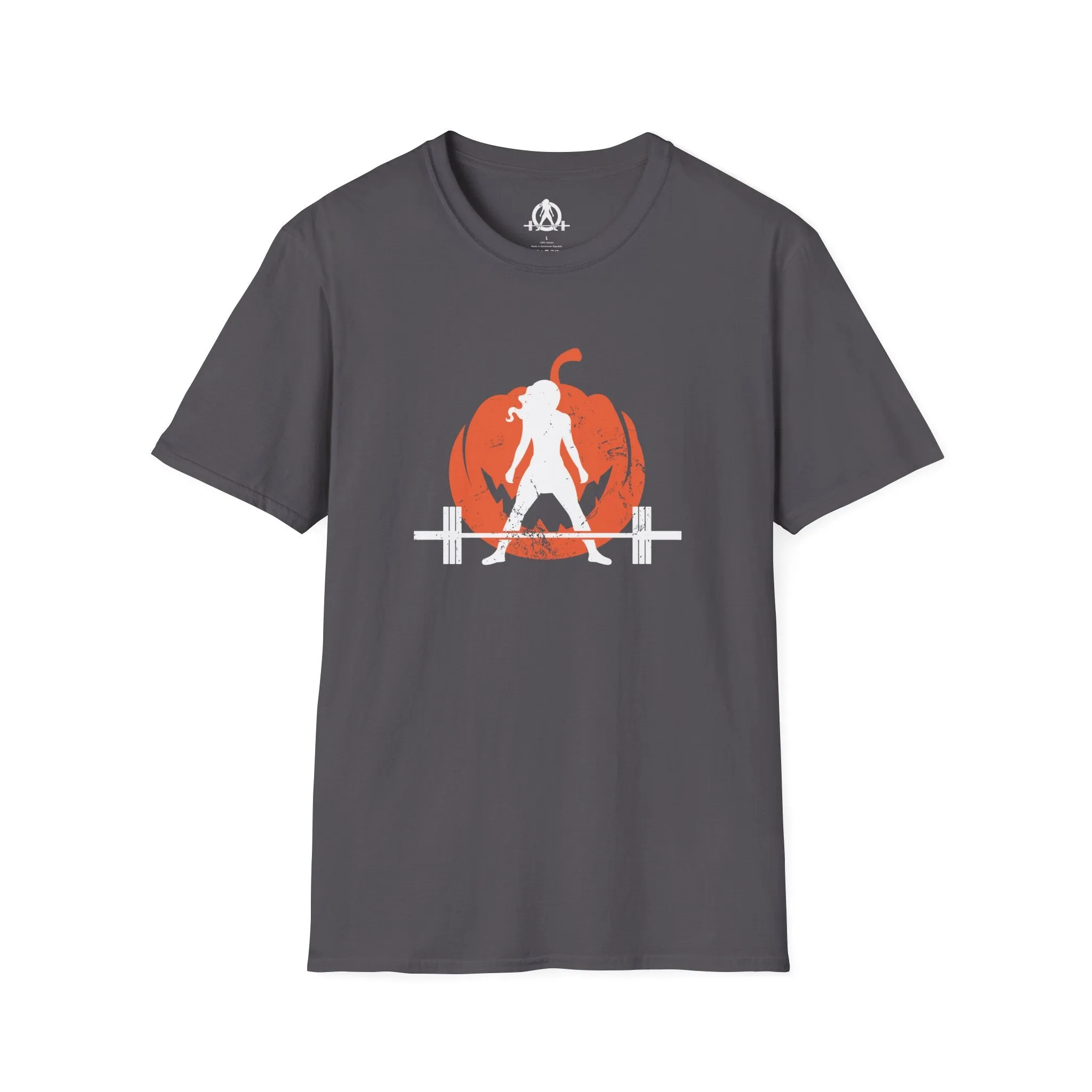 Halloween Pumpkin  - Unisex Softstyle T-Shirt - White Logo - Plain Back