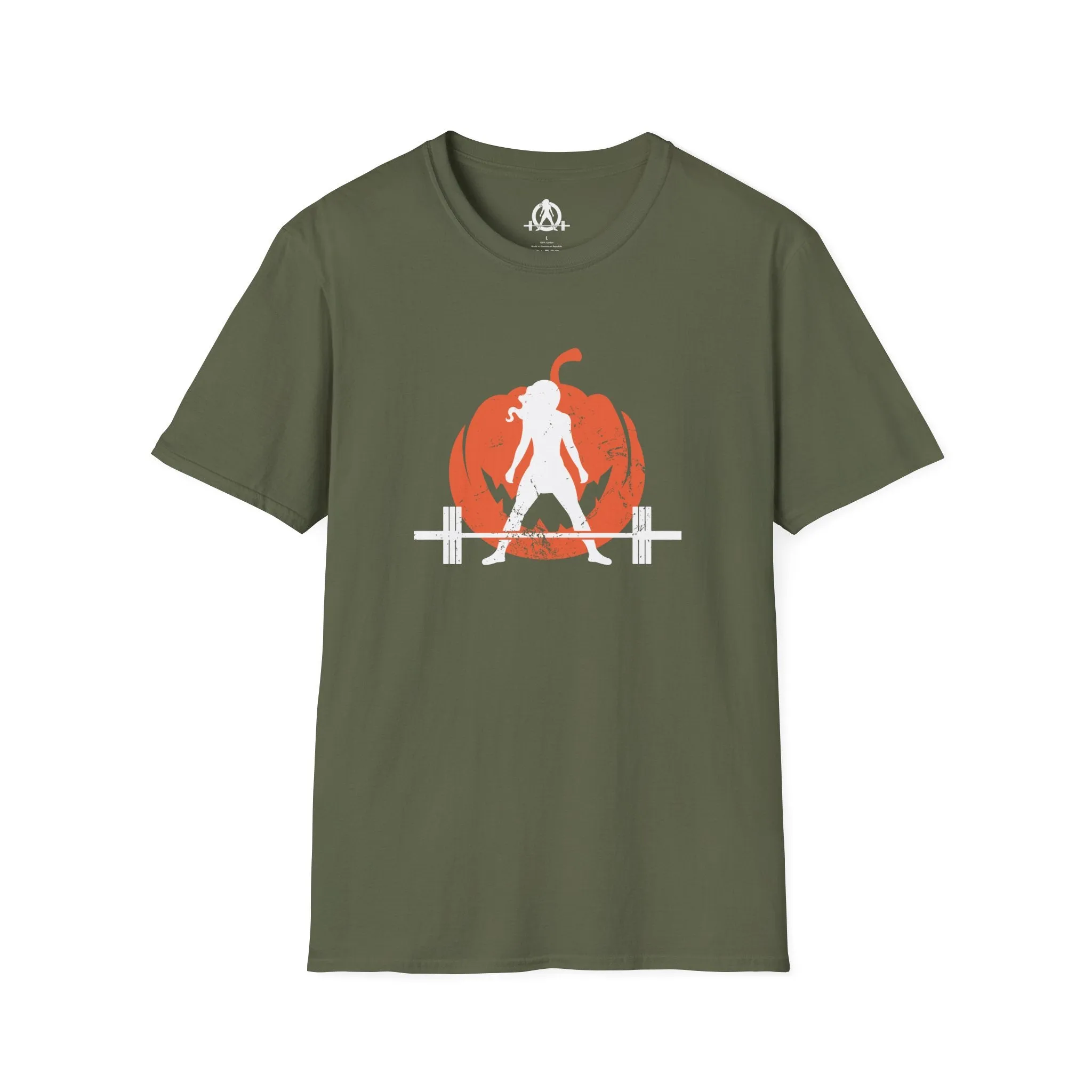 Halloween Pumpkin  - Unisex Softstyle T-Shirt - White Logo - Plain Back
