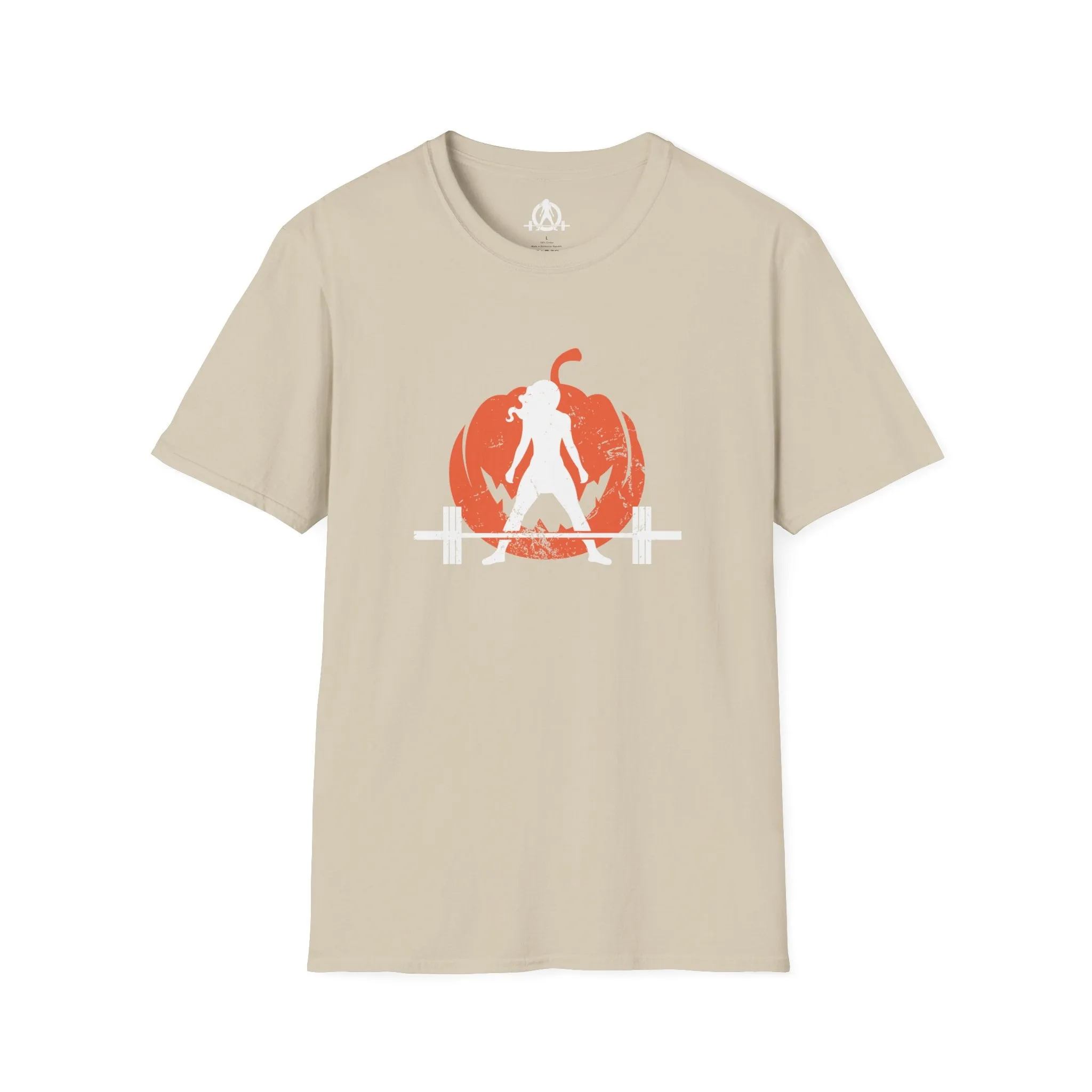 Halloween Pumpkin  - Unisex Softstyle T-Shirt - White Logo - Plain Back
