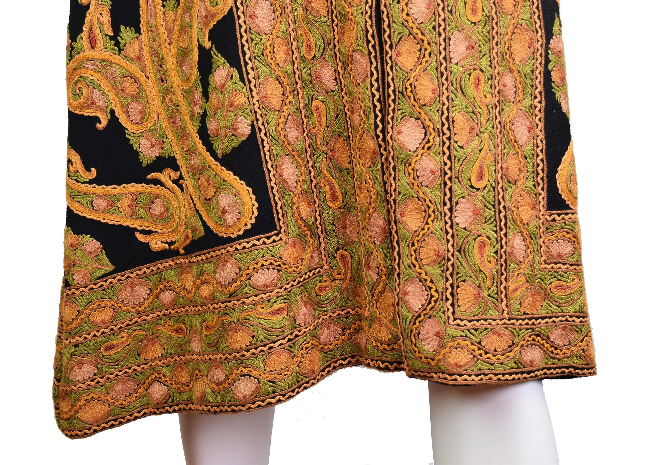 Hera Paisley Cashmere Jacket Dinner Black Evening Dress Coat Hand Embroidered Kashmir