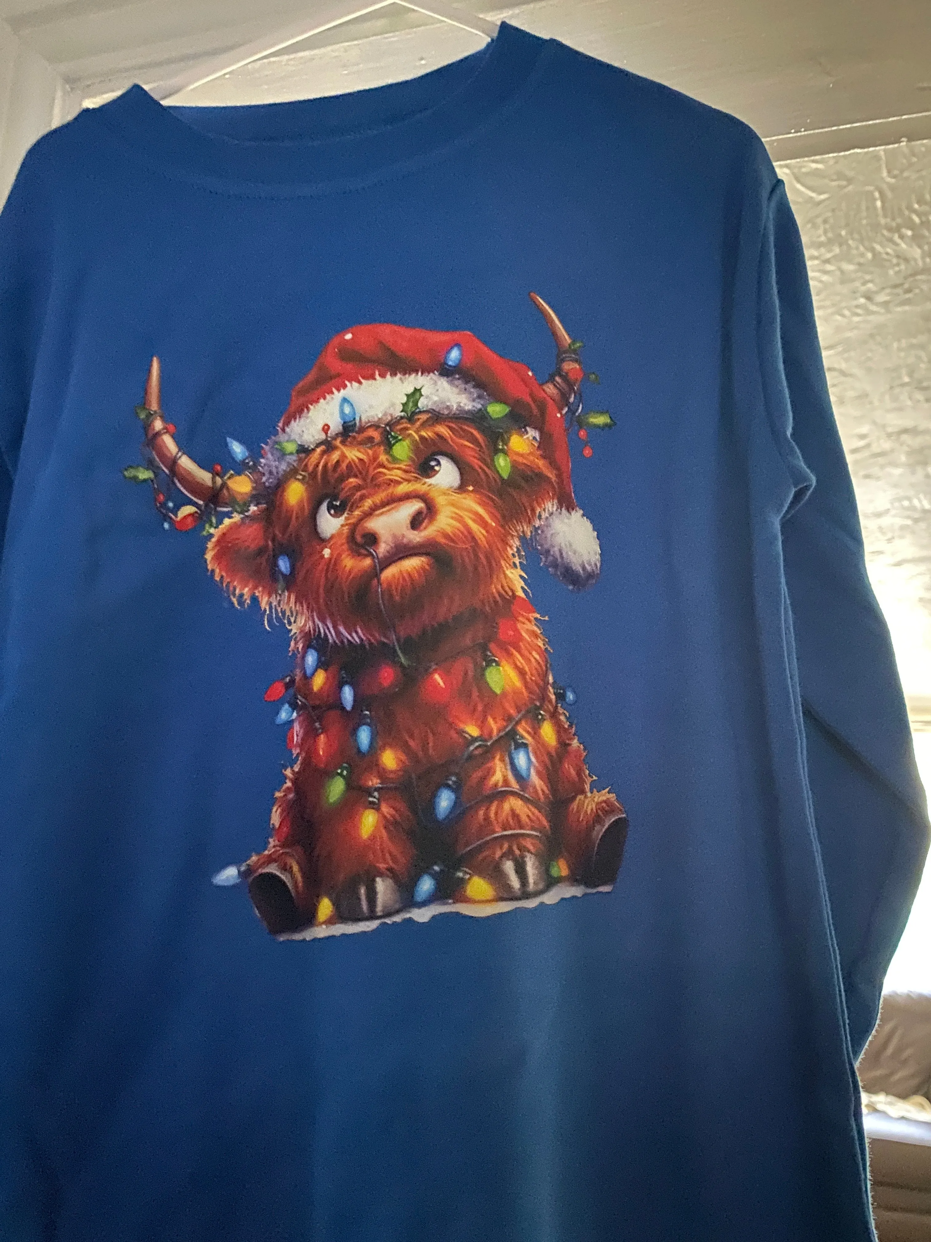 Highland Cow Kids Christmas L/S Top reduced