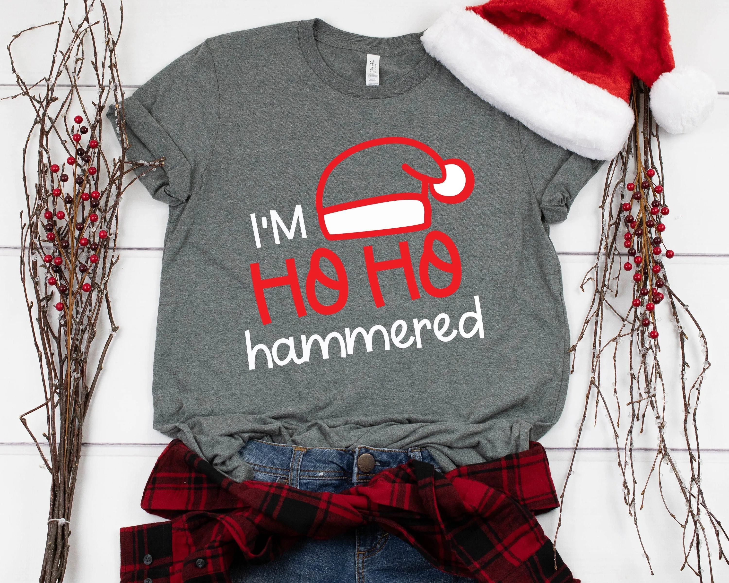 I'm Ho Ho Hammered T Shirt- Funny X-Mas T Shirt - Funny Drinking Santa Christmas Shirt - Christmas Party T shirt Gift
