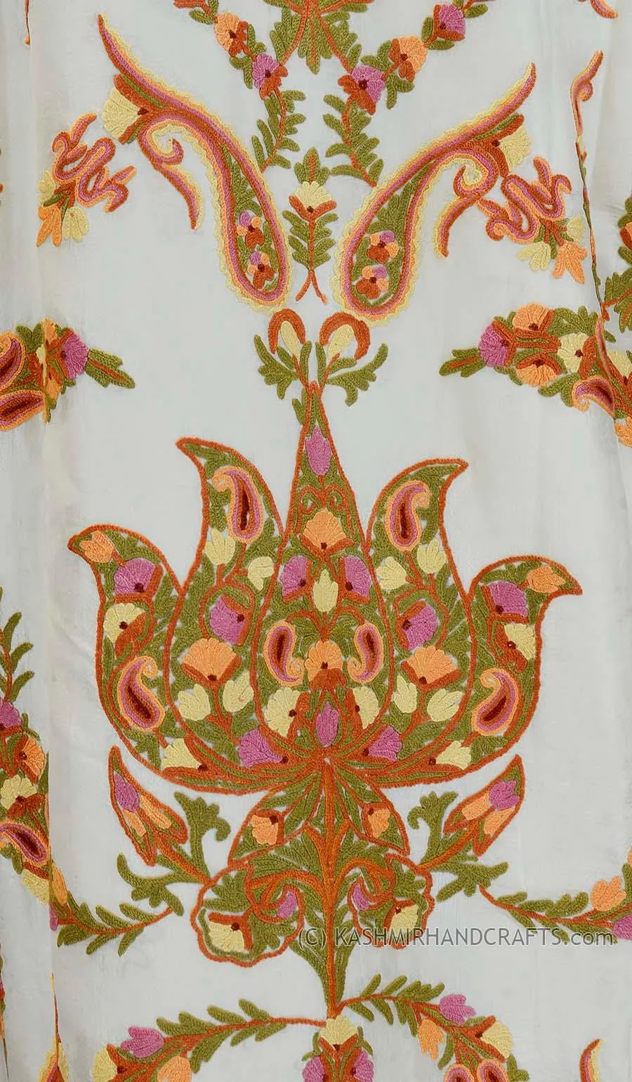 Ivory Silk Jacket Dinner Paisley Cream Evening Dress Coat Hand Embroidered Kashmir