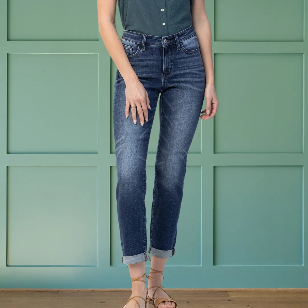 Judy Blue Mid Rise Cuffed Slim Fit