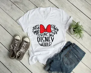 Just a Small Town Girl Living in a Disney World - Minnie T Shirt- Minnie Mouse Adult T Shirt