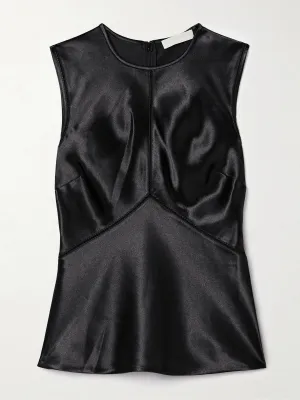 Kiera crochet-trimmed satin tank